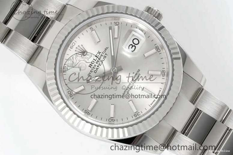 0227 DateJust 41 126334 Clean 1:1 Best Edition 904L Steel Silver Stick Dial on Oyster Bracelet VR Modern 2434